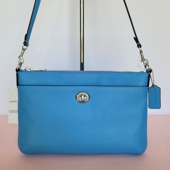 COACH Polly Pebbled Leather Crossbody Bag- Pool color ⭐ - Picture 1 of 16